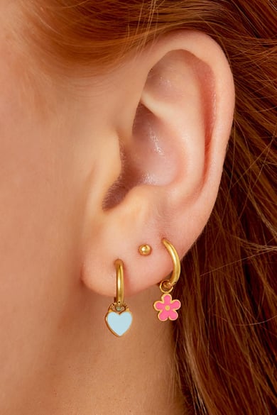 Boucles d'oreilles fleurs colorées en acier inoxydable Rose h5 Image2